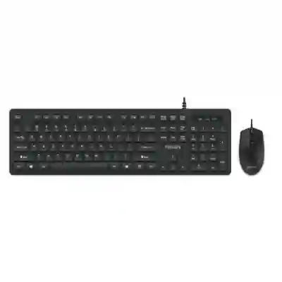 Kit Tastatura Philips SPT6264, USB, Black + Mouse Optic, USB, Black