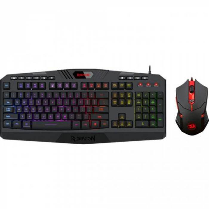 Kit Tastatura Redragon S101, USB, Black + Mouse Optic, USB, Black