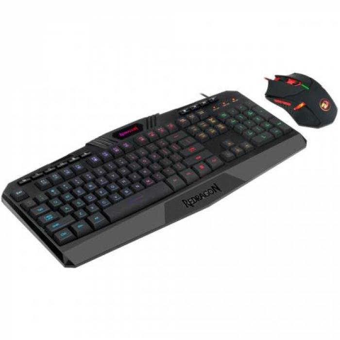 Kit Tastatura Redragon S101, USB, Black + Mouse Optic, USB, Black