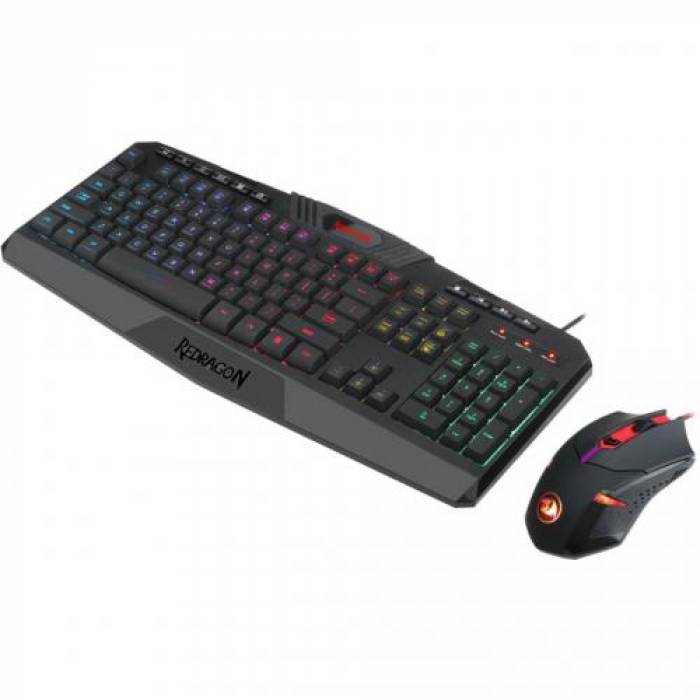 Kit Tastatura Redragon S101, USB, Black + Mouse Optic, USB, Black