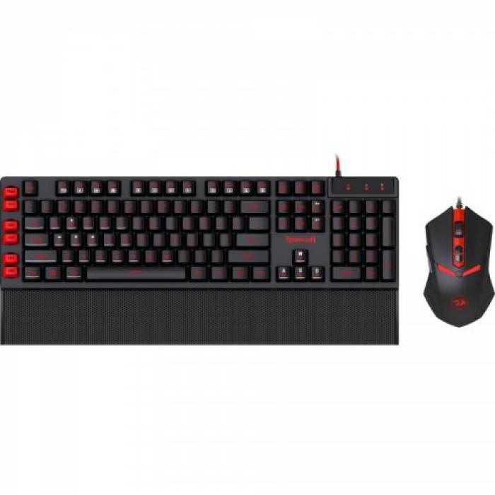 Kit Tastatura Redragon Yaksa, USB, Black + Mouse Nemeanlion V2, USB, Black