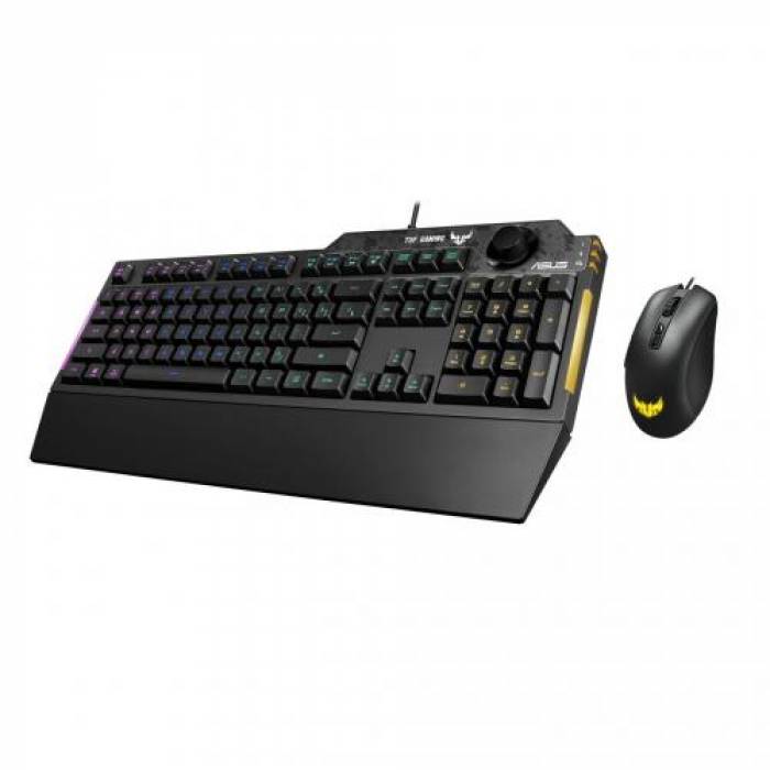 Kit Tastatura TUF K1 RGB LED, USB, Black + Mouse Optic TUF M3 RGB LED, USB, Black