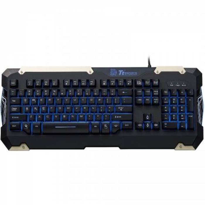 Kit Thermaltake eSPORTS Commander - Tastatura, Blue LED, USB, Black + Mouse Optic, USB, Black