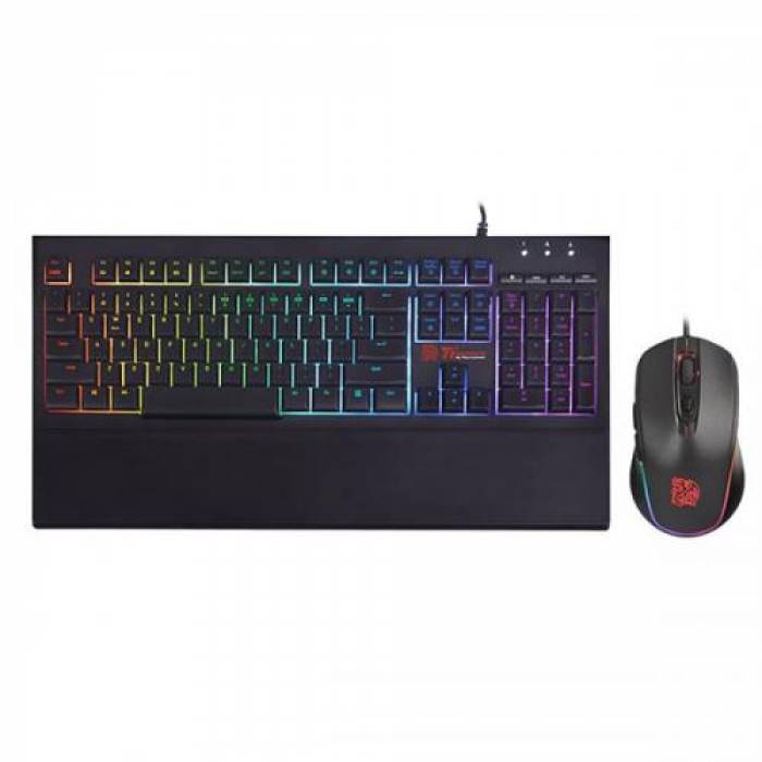 Kit Thermaltake Tt eSPORTS Challenger Elite - Tastatura, RGB LED, USB, Black + Mouse Optic, USB, Black