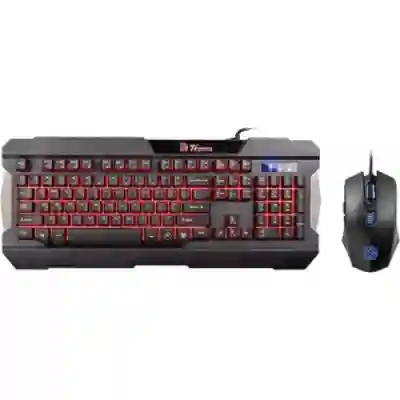 Kit Thermaltake Tt eSPORTS Commander Gear - Tastatura, RGB LED, USB, Black + Mouse Optic, USB, Black