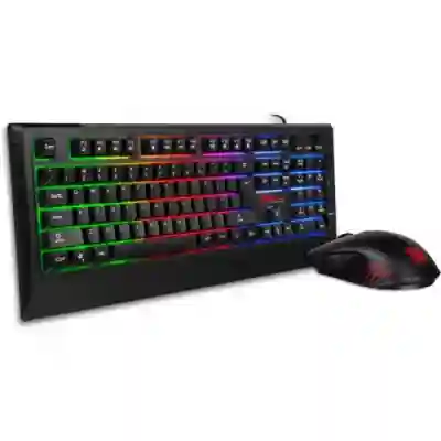 Kit Thermaltake Tt eSPORTS - Tastatura, RGB LED, USB, Black +  Mouse Optic, USB, Black