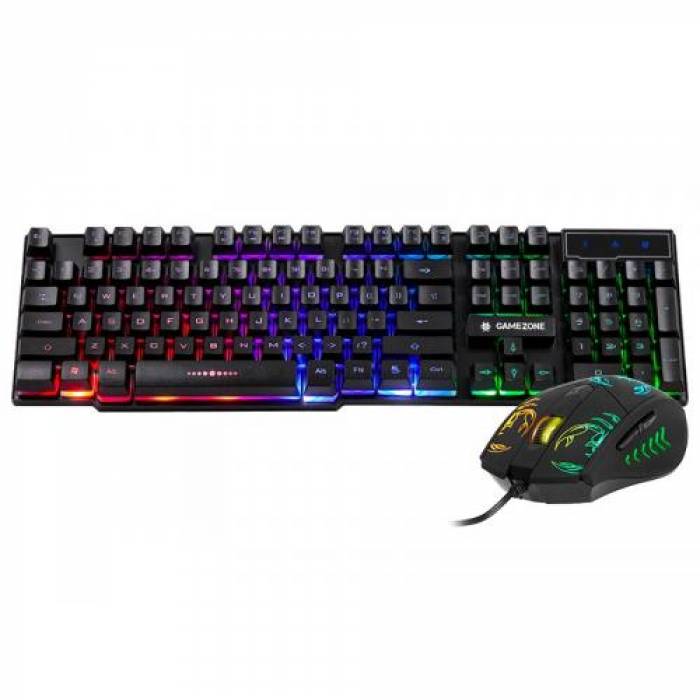 Kit Tracer GameZone Stir - Tastatura RGB LED, USB, Black + Mouse Optic RGB LED, USB, Black