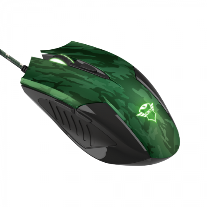 Kit Trust GXT 781 Rixa Camo - Mouse Optic, USB, Green + Mouse Pad, Green