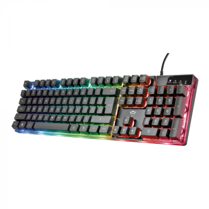 Kit Trust GXT 838 Azor - Tastatura, RGB LED, USB, Black + Mouse Optic, USB, Black