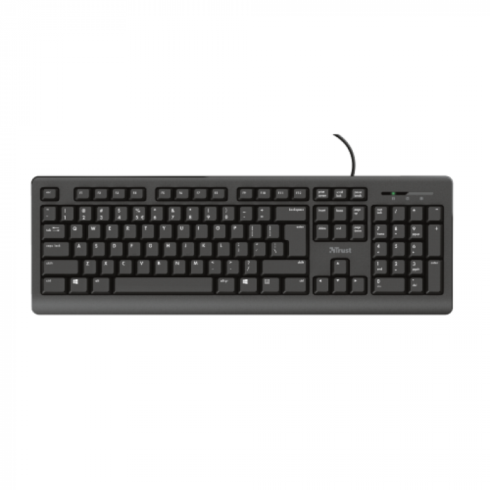 Kit Trust Office Primo 4-in-1 - Tastatura, USB, Black + Mouse Optic, USB Wireless, Black + Casti cu microfon, USB, Black + Mouse Pad, Black