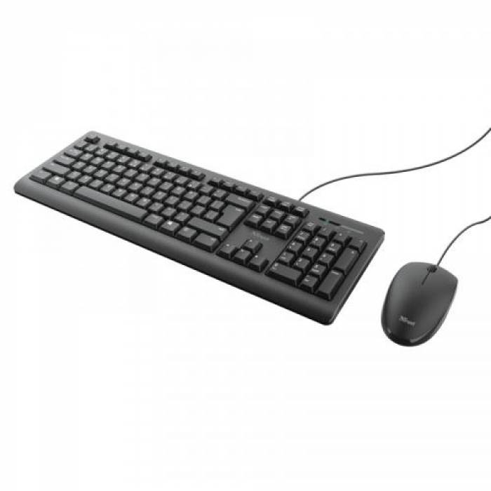 Kit Trust Primo 23970 -  Tastatura, USB, Black + Mouse Optic, USB, Black