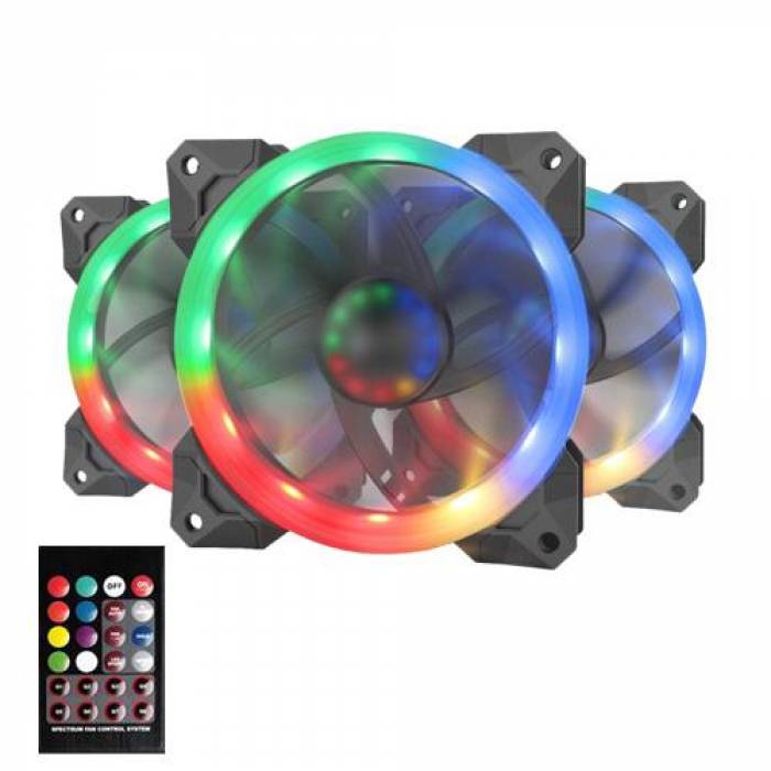 Kit Ventilatoare Redragon GC-F009 RGB, 120mm, 3 bucati