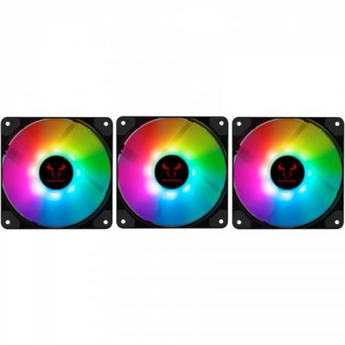 Kit Ventilatoare Riotoro Quiet Storm RGB, 120mm, 3 bucati