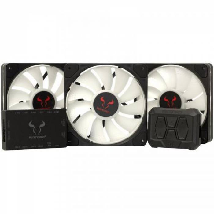 Kit Ventilatoare Riotoro Quiet Storm RGB, 120mm, 3 bucati