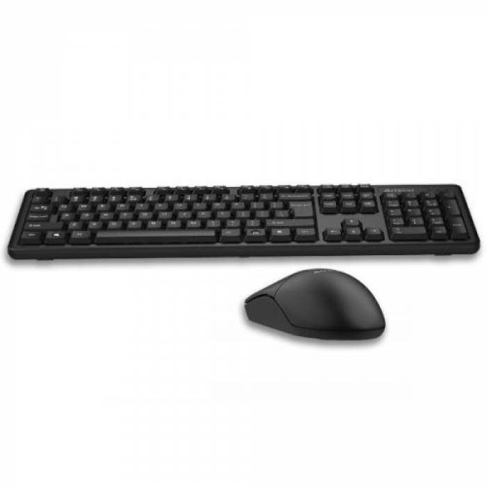 Kit Wireless A4tech 3330N - Tastatura, USB, Black + Mouse Optic, USB, Black