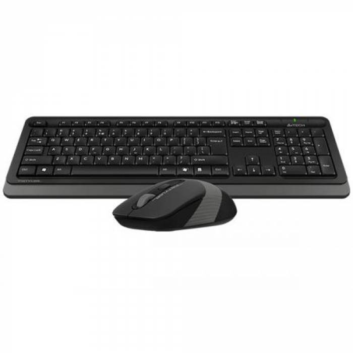 Kit Wireless A4Tech - Tastatura Fstyler FGK10, USB Wireless, Black + Mouse Optic FG10, USB Wireless, Black-Grey