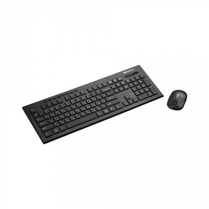 Kit Wireless Canyon CNS-HSETW4-US - Tastatura, USB, Black  + Mouse Optic, USB, Black