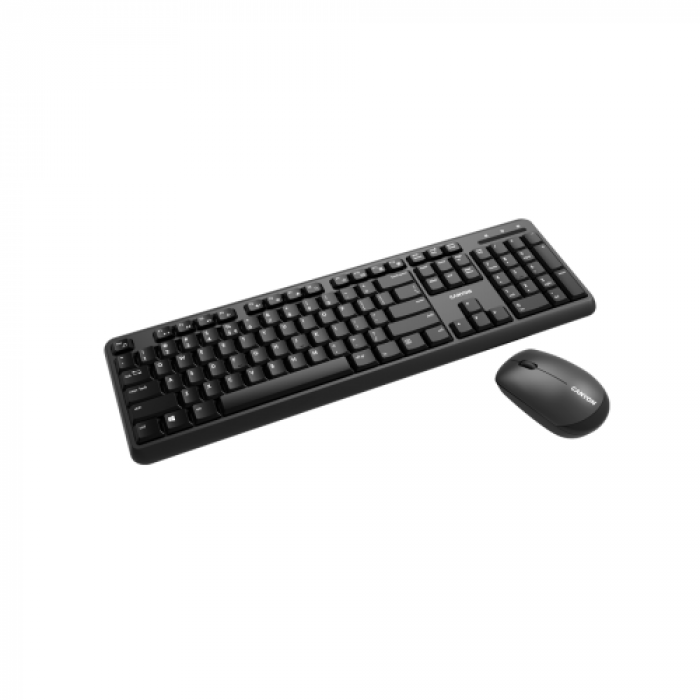 Kit Wireless Canyon SET-W20 - Tastatura, USB, Black + Mouse Optic, USB, Black - UK/US