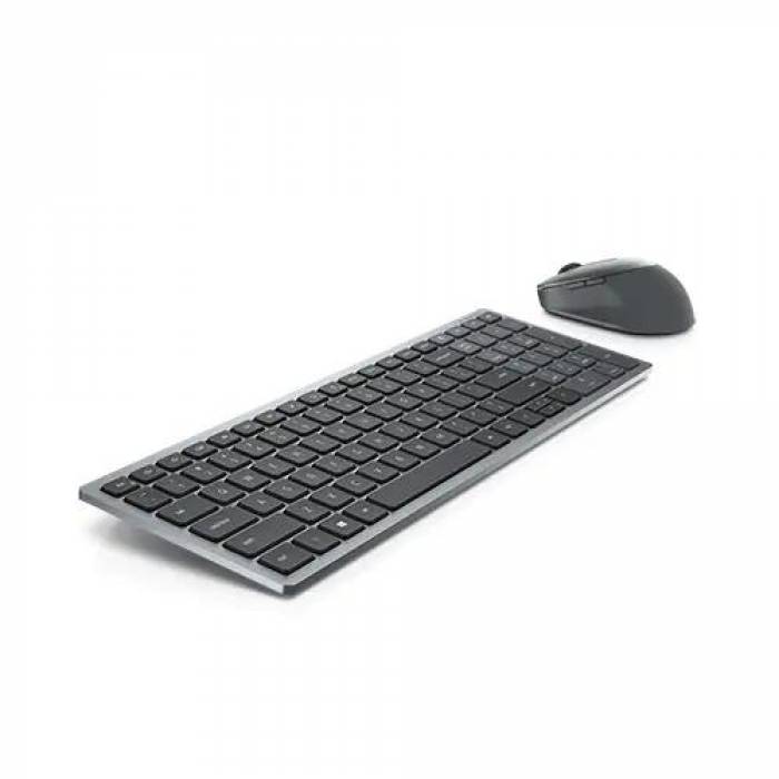 Kit Wireless Dell KM7120W, Tastatura, USB, Black-Grey + Mouse Optic, USB, Black-Grey