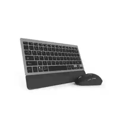 Kit Wireless Delux K3300D+M520DB-BK-GR - Tastatura, Layout US, USB Wireless/Bluetooth, Black-Grey + Mouse Optic, USB Wireless/Bluetooth, Black-Grey