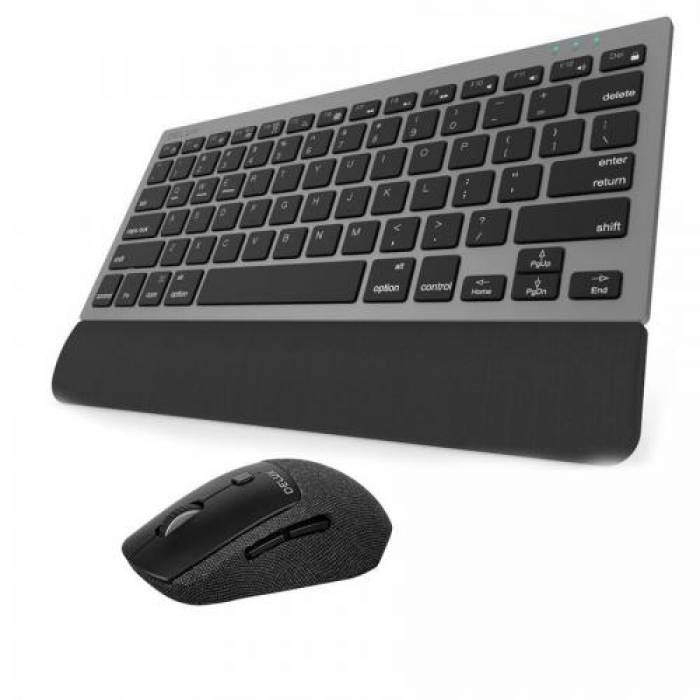 Kit Wireless Delux K3300D+M520DB-BK-GR - Tastatura, Layout US, USB Wireless/Bluetooth, Black-Grey + Mouse Optic, USB Wireless/Bluetooth, Black-Grey