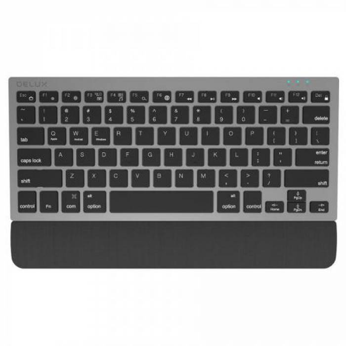 Kit Wireless Delux K3300D+M520DB-BK-GR - Tastatura, Layout US, USB Wireless/Bluetooth, Black-Grey + Mouse Optic, USB Wireless/Bluetooth, Black-Grey