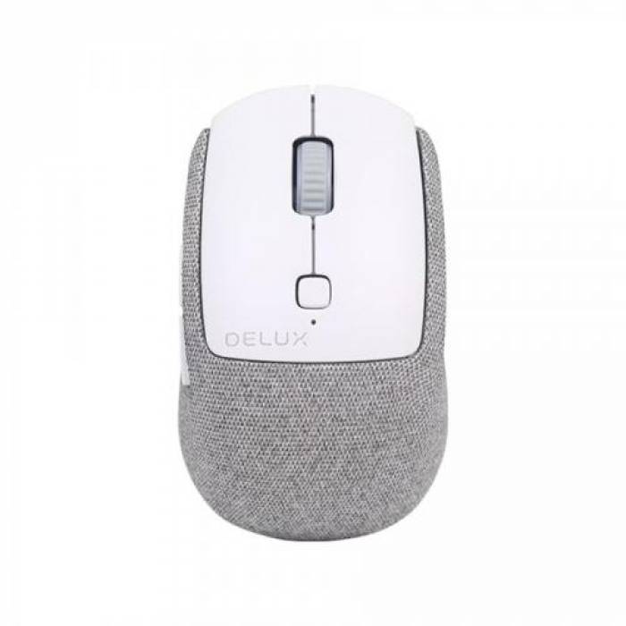 Kit Wireless Delux K3300D+M520DB-SC-GR - Tastatura, Layout US, USB Wireless/Bluetooth, White-Grey + Mouse Optic, USB Wireless/Bluetooth, White-Grey