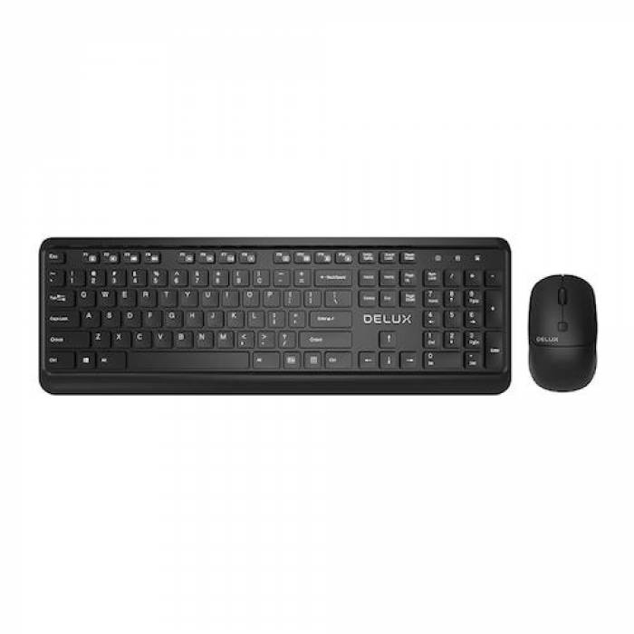 Kit Wireless Delux KA190G - Tastatura, USB, Black + Mouse Optic, USB Wireless, Black