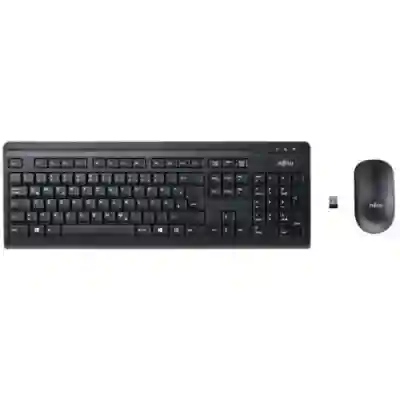 Kit Wireless Fujitsu LX410 Tastatura, USB, Black + Mouse Optic, USB, Black