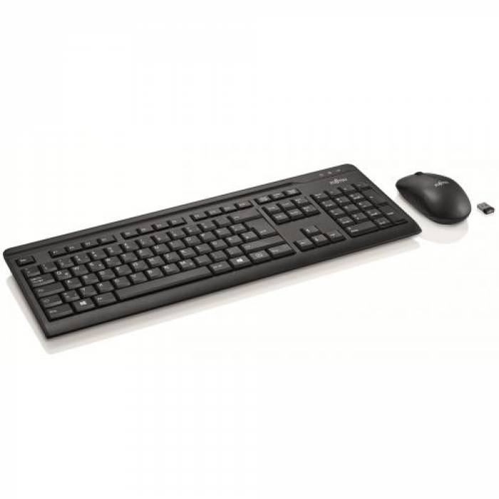 Kit Wireless Fujitsu LX410 Tastatura, USB, Black + Mouse Optic, USB, Black