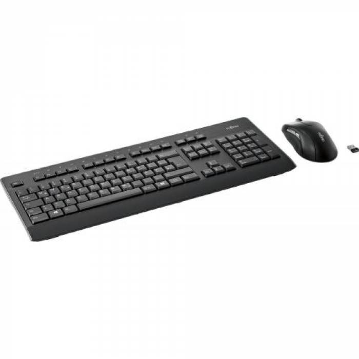 Kit Wireless Fujitsu LX960 Tastatura, USB, Black + Mouse Optic, USB, Black