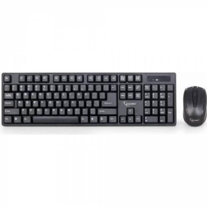 Kit Wireless Gembird KBS-W-01 - Tastatura, USB, Black + Mouse Optic, USB, Black