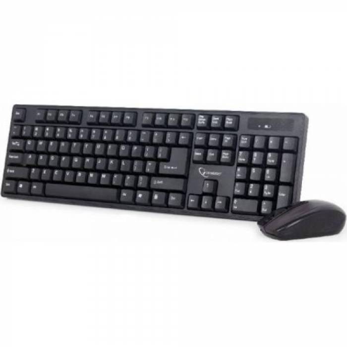 Kit Wireless Gembird KBS-W-01 - Tastatura, USB, Black + Mouse Optic, USB, Black