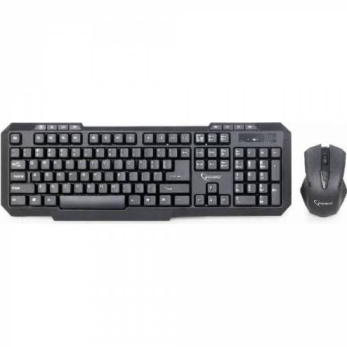 Kit Wireless Gembird KBS-WM-02 - Tastatura, USB, Black + Mouse Optic, USB, Black