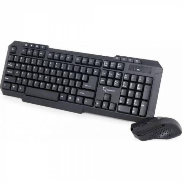 Kit Wireless Gembird KBS-WM-02 - Tastatura, USB, Black + Mouse Optic, USB, Black