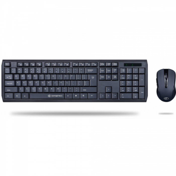 Kit wireless Gofreetech GFT-S005 - Tastatura, USB, Black + Mouse optic, USB, Black