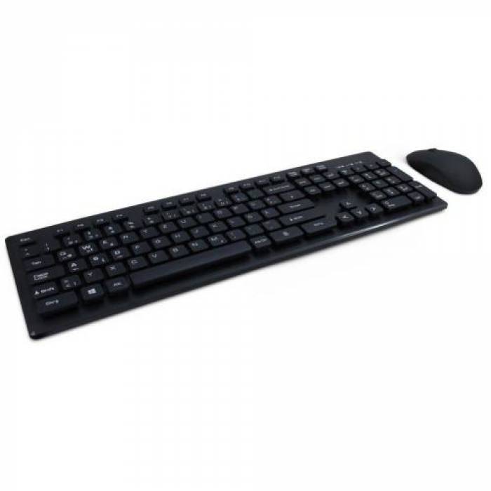 Kit Wireless Inter-Tech Eterno KM-232W - Tastatura, USB, Black + Mouse Optic, USB, Black