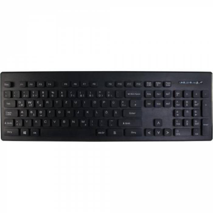 Kit Wireless Inter-Tech Eterno KM-232W - Tastatura, USB, Black + Mouse Optic, USB, Black