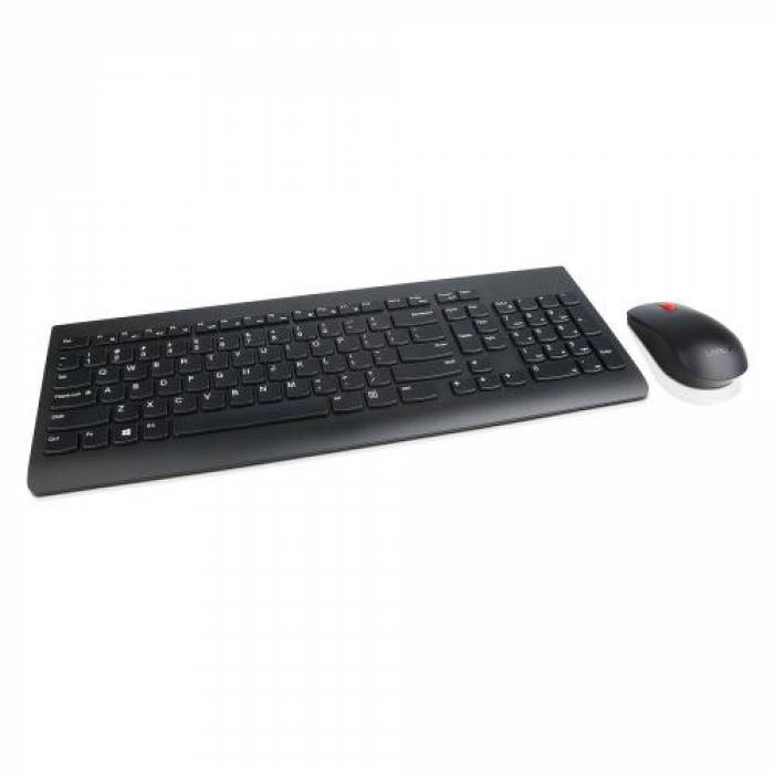 Kit Wireless Lenovo - Tastatura, USB, Black + Mouse Optic, USB, Black