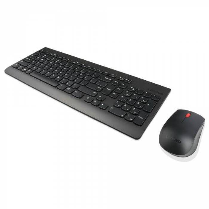 Kit Wireless Lenovo - Tastatura, USB, Black + Mouse Optic, USB, Black