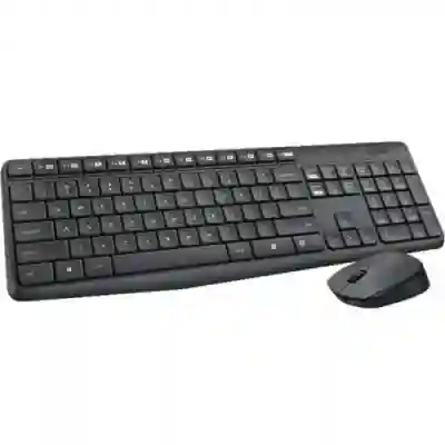 Kit Wireless Logitech MK235 - Tastatura, USB, Black  + Mouse Optic, USB, Black-Grey