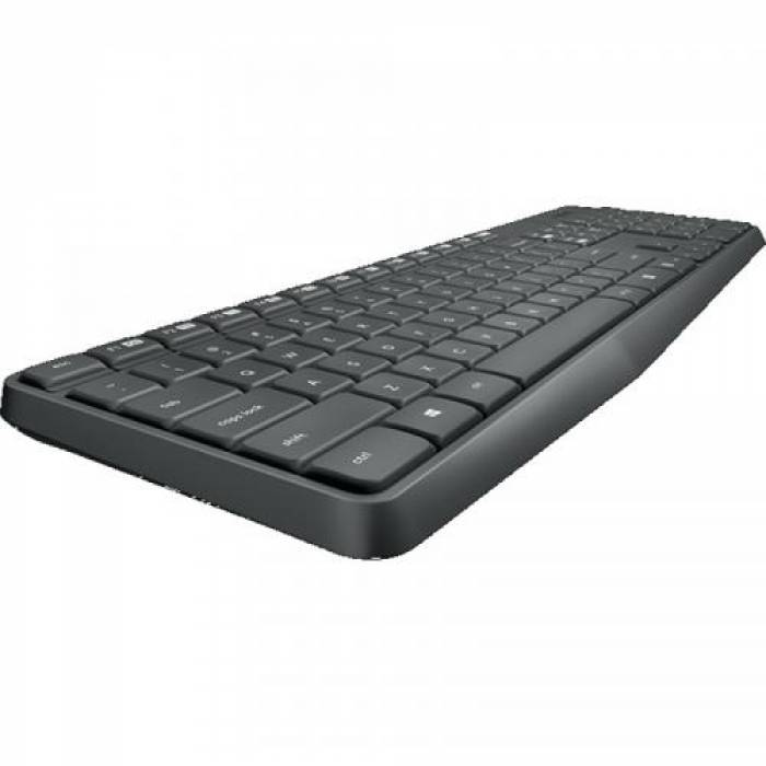 Kit Wireless Logitech MK235 - Tastatura, USB, Black  + Mouse Optic, USB, Black-Grey