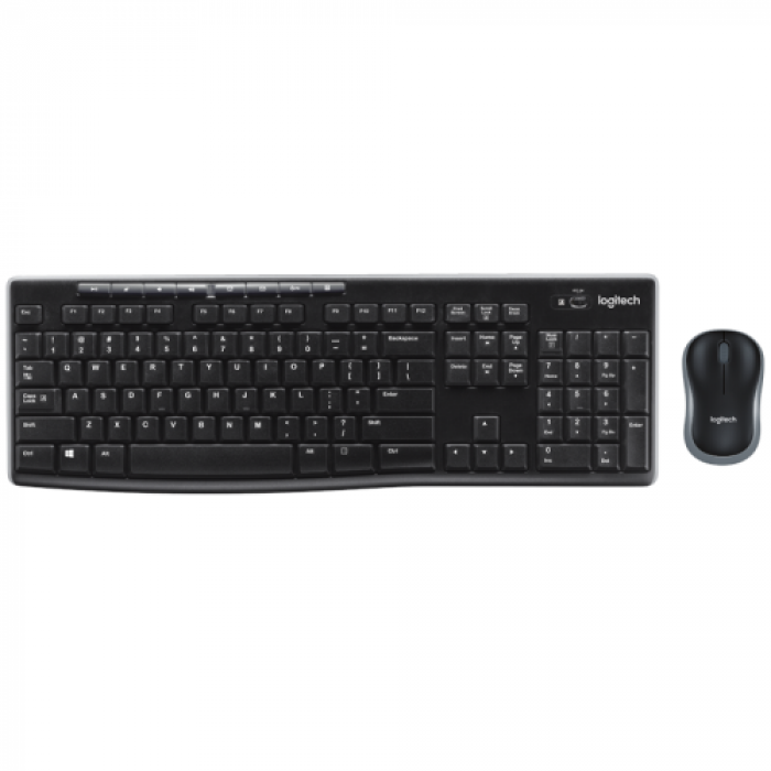 Kit Wireless Logitech MK270 - Tastatura, USB, Black + Mouse Optic, USB, Black