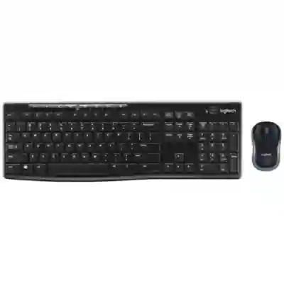 Kit Wireless Logitech MK270 - Tastatura, USB, Layout UK, Black + Mouse Optic, USB, Black