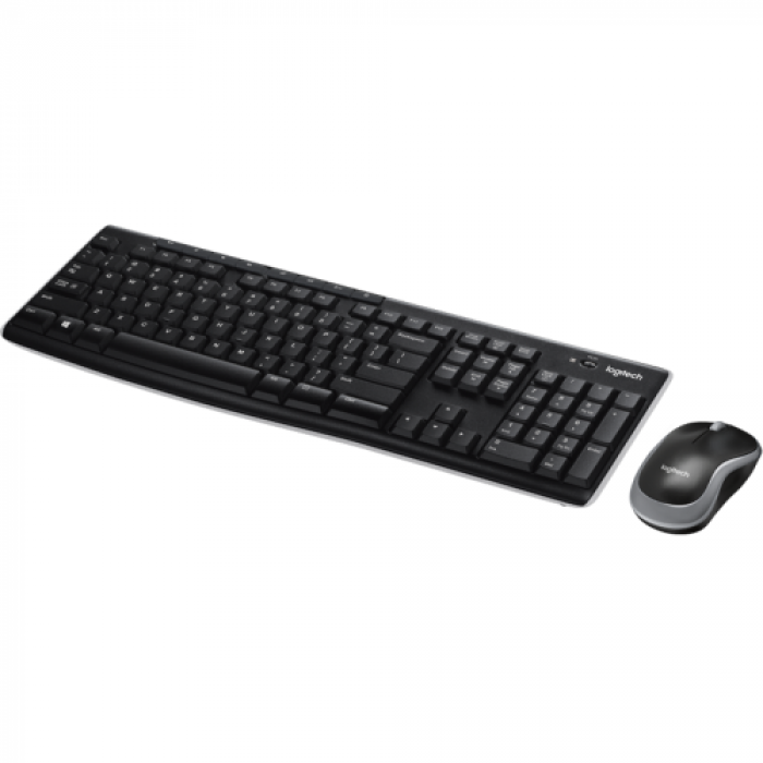Kit Wireless Logitech MK270 - Tastatura, USB, Layout UK, Black + Mouse Optic, USB, Black