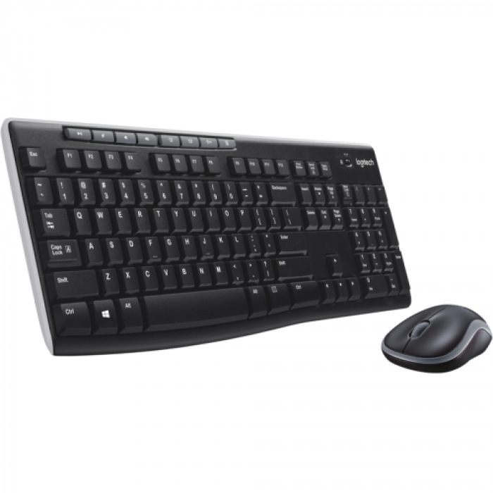 Kit Wireless Logitech MK270 - Tastatura, USB, Layout UK, Black + Mouse Optic, USB, Black