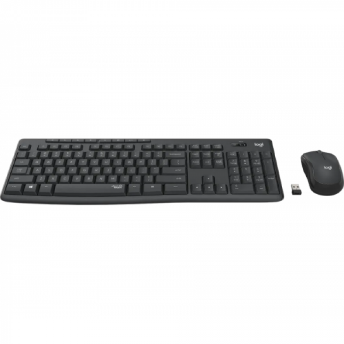 Kit Wireless Logitech MK295 - Tastatura, USB, Layout UK, Black + Mouse Optic, USB, Black