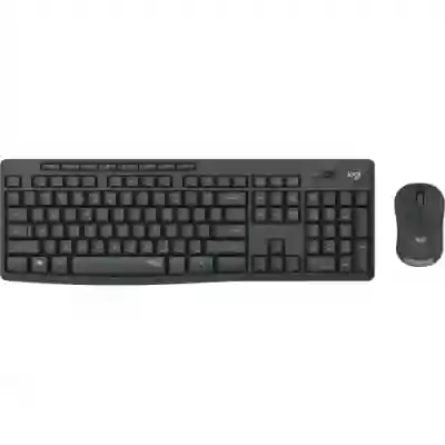 Kit Wireless Logitech MK295 - Tastatura, USB, Layout US, Black + Mouse Optic, USB, Black