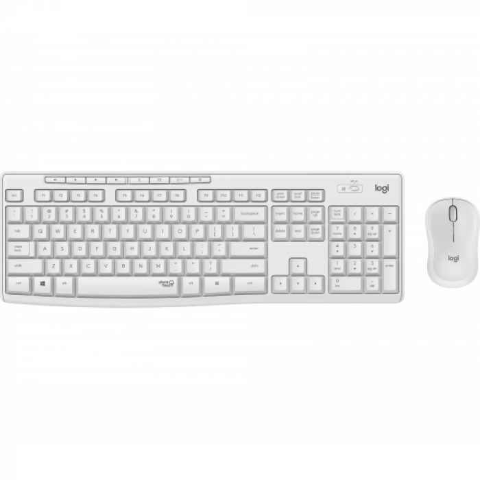 Kit Wireless Logitech MK295 - Tastatura, USB, Layout US, White + Mouse Optic, USB, White