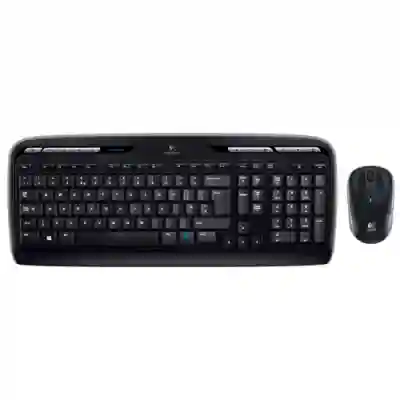 Kit Wireless Logitech MK3300 - Tastatura, USB, Layout UK, Black + Mouse Optic M215, USB, Black